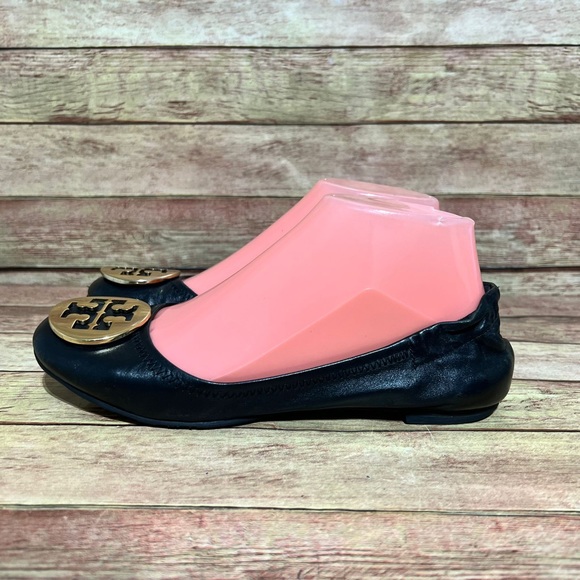 Tory Burch Shoes - Tory Burch Black Leather Reva Flats
